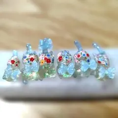 No.368　レジン道　猫　フラワー柄　6匹セット