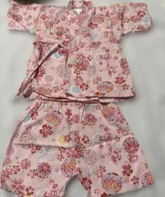 女の子 甚平 95cm ピンク 花柄 まり柄 夏祭り くろわっさんず