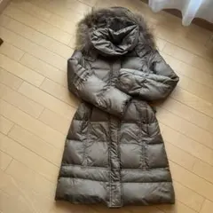 自由区【38】ラクーンファー付3wayベルテッドダウンコート　軽量　モカベージュ