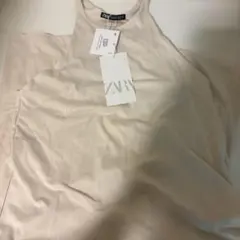 ZARA ノースリーブカットソーワンピース ベージュ