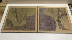 掛軸-1512　市原春晃　観音　共箱　紺紙金泥　仏教美術 掛軸-1512 市原春晃 観音 共箱 紺紙金泥 仏教美術