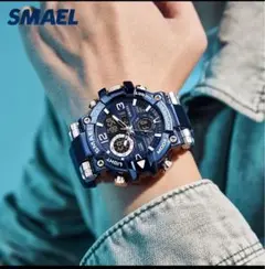 SMAEL デジタルスポーツアナログ腕時計 ブルー