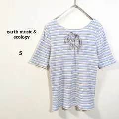 earth music&ecologyボーダーリボン半袖トップスS