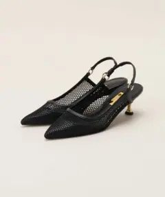 【LE TALON】 GRISE 5cmポインテッドメッシュスリングバックのサムネイル