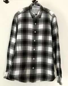 モノトーン チェック柄 長袖シャツ