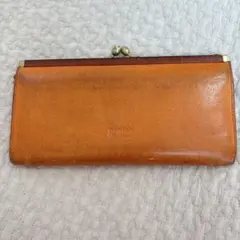 genten レザー がま口財布 オレンジ