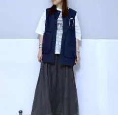 ニコアンド　ボーイズシルエットポケベスト　ネイビー