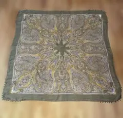 23区　ペイズリー柄のストール　フリンジ　グリーン