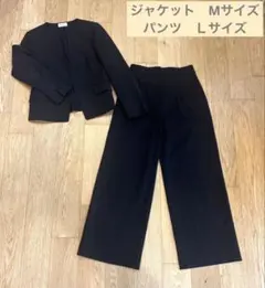 PLST プラステ　スーツ　ノーカラージャケット&テーパードパンツ　ブラック