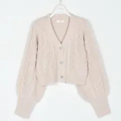 evelyn ハートビジューカーデ ピンク