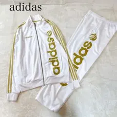 adidas アディダス　ジャージ　上下　セットアップ　白金　ホワイト　ゴールド