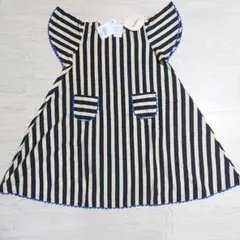 H１０７１ ✨新品未使用✨ マーキーズ １３０ フリル袖ワンピース ストライプ