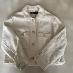ZARA ツイードジャケット ホワイト Lサイズのサムネイル