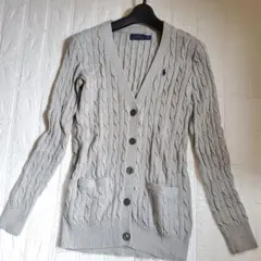 美品 POLO RALPH LAUREN ケーブルニット カーディガン グレー