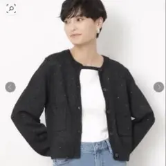 値下げ！OPAQUE CLIP スパンコールヤーンニットカーディガン新品タグ付き