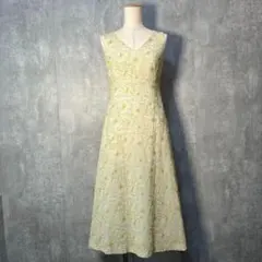 美シルエット☆ シビラ Sybilla 総柄刺繍 ロングフレアワンピース 裏地付