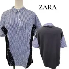 ZARA　前後異素材　オーバーサイズシャツ　サイドレースのサムネイル
