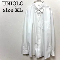 ユニクロ　UNIQLO　長袖シャツ　白　ホワイト　無地　XL　レギュラーカラー