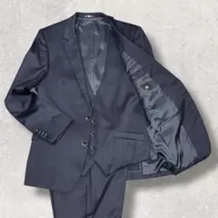 SUIT SELECT 3ピーススーツ 紺 A6 シルク混 リバーシブルベスト