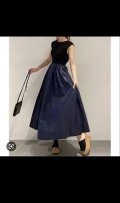 ネイビー ノースリーブ ロングワンピース