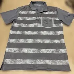 グレー ストライプ ポロシャツ Mサイズ
