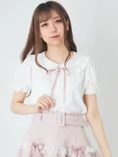 Ank Rouge ハートレースパフブラウス ホワイト