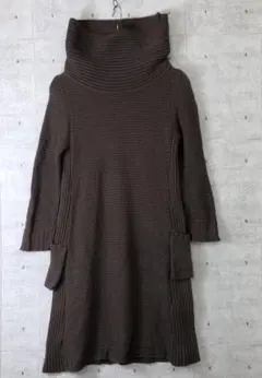 レトロ MORI-KEI 古着 ボリュームネック コットンニットワンピース