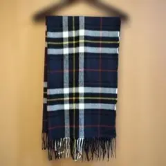 【GU 】美品　チェック柄 ストール ネイビー系　ソフトリッチストール