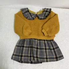 SHEIN フリル襟 ボア ワンピース 110 100 マスタードイエロー