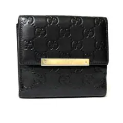 GUCCI グッチ　折り財布　メタルロゴ　Wホック　ブラック　グッチシマ　GGのサムネイル