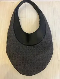 BVLGARI ロゴマニア キャンバス×レザー ワンショルダーバッグ 肩掛け