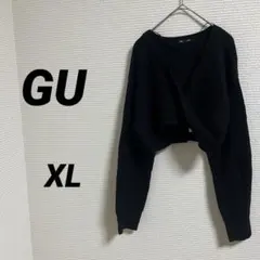GU ジーユー ニット クロップド丈 カシュクール 長袖 ブラック XL 秋冬