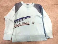 クレードスコープ　電車刺繍 水色トレーナー