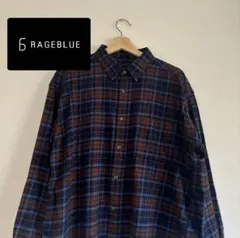 【RAGEBLUE】ネルシャツ ブラウン×ブルー チェック柄 Mサイズ