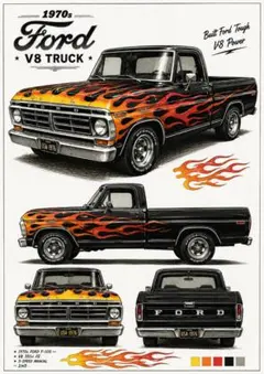 포드 1970년대 V8 트럭 아트 프레임