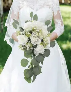 ウェディング　アーティフィシャルフラワーブーケブートニアセット