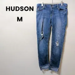 HUDSON ハドソン ダメージデニム 27 テンセル混 裾カットオフ 美脚 Mのサムネイル