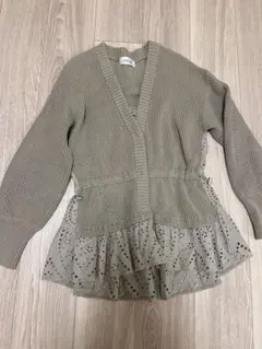 アルページュストーリー　ニット　しぼり　レースドッキングカーデ