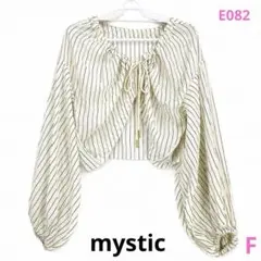 mystic シアーストライプブラウス F アイボリー リボン 長袖のサムネイル