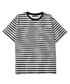 minedenimヘイジーボーダーTシャツ 白黒Ｍ