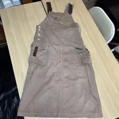 値下げブラウン オーバーオール　サロペット　エプロン調整可能ストラップ　Lサイズ