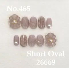 No.465 フラワーニュアンスネイルチップ　パープル　ラベンダー　お花