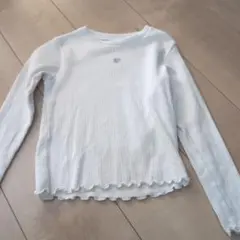 GU ホワイト リブ編み 長袖カットソー（120）