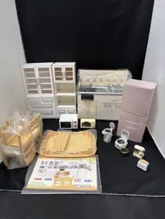 リーメント　ぷちお台所シリーズ　キッチンミニチュアセット　棚　家電　テーブル