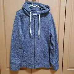 フリース素材 フード付きパーカー ネイビー系
