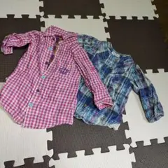 90cm 女の子 半袖 長袖 シャツ チェック