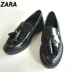 美品✨ZARA　ザラ　タッセルローファー　レディース　ブラック　黒　23cm