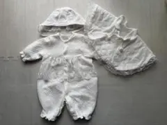 新生児 セレモニードレス 3点セット 50〜60cm 退院 お宮参り 秋冬