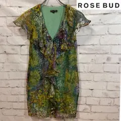 ROSE BUD シルク フリルワンピース 花柄 総柄 Sサイズ レディースのサムネイル