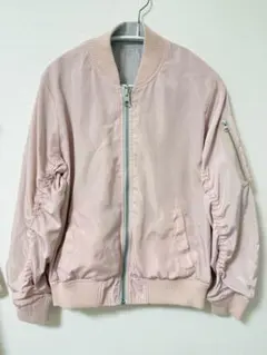 レトロガール ピンク グレー リバーシブル MA-1 ジャケット アウター
